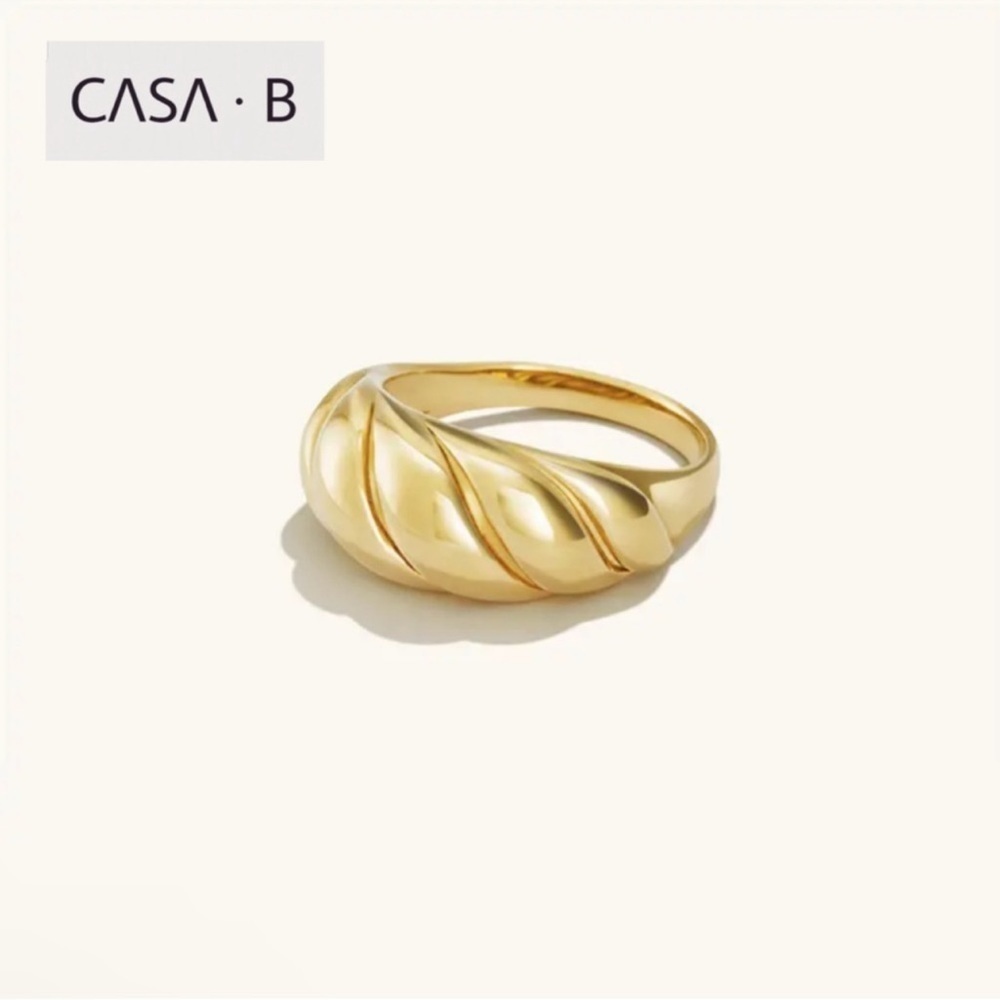 SOON to CASA B| Gold Croissant Stainless Steel Tarnish-Free 18k Toned Gold Ring